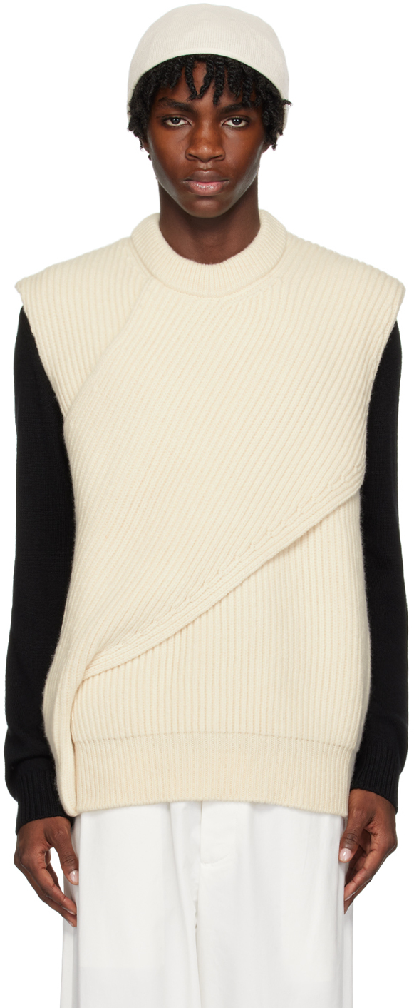 Jil Sander Off-white Layered Waistcoat In 106 - Natural