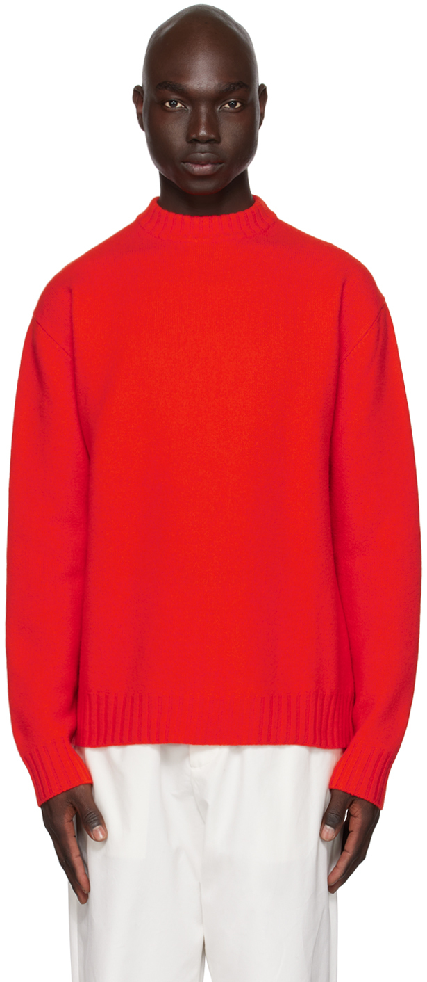 Shop Jil Sander Orange Crewneck Sweater In 626 - Poppy