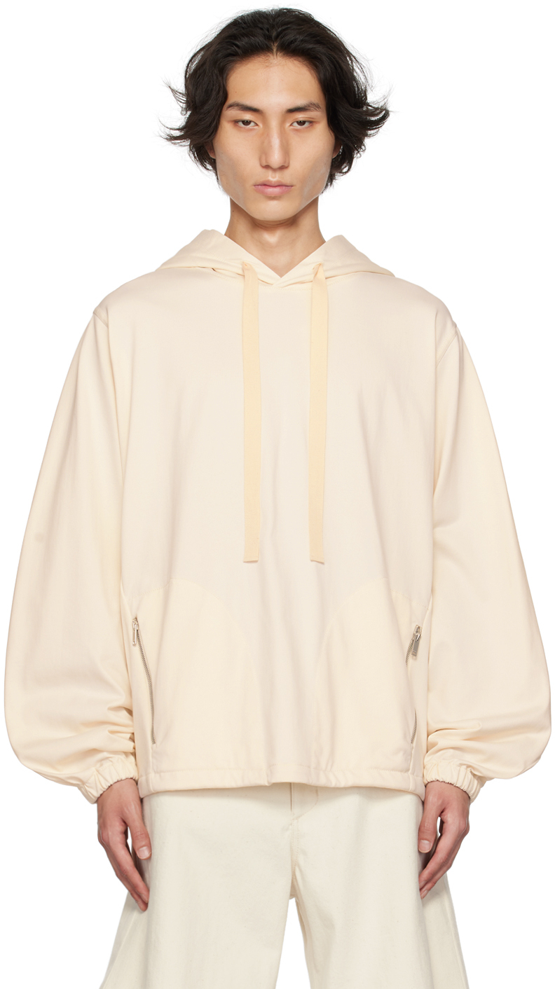 Off-White Drawstring Hoodie by Jil Sander on Sale