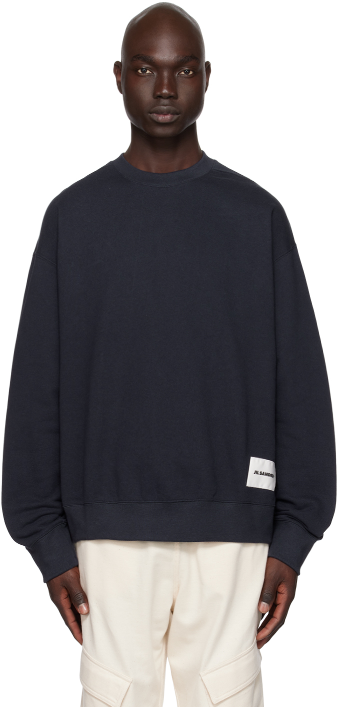 Shop Jil Sander Navy Patch Sweatshirt In 402 - Midnight