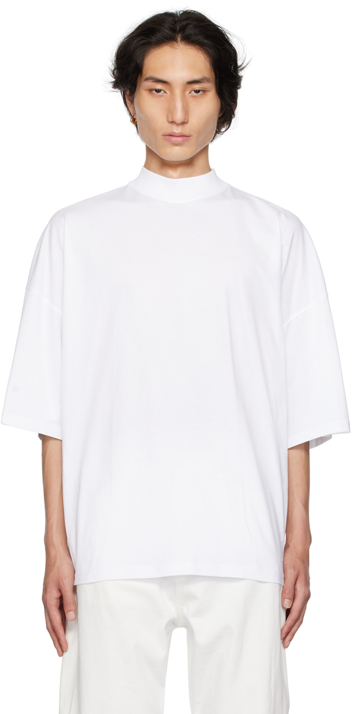 Jil Sander White Mock Neck T-shirt In 100 - White