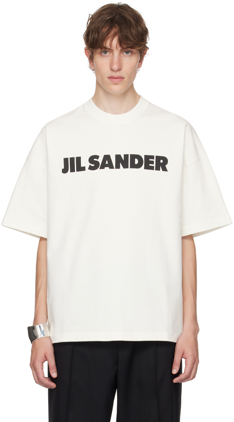 Jil Sander: ホワイト ロゴプリント Tシャツ | SSENSE 日本