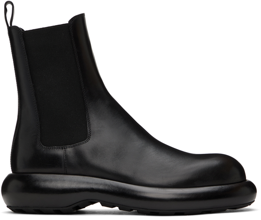 Shop Jil Sander Black Platform Chelsea Boots In 001 - Black