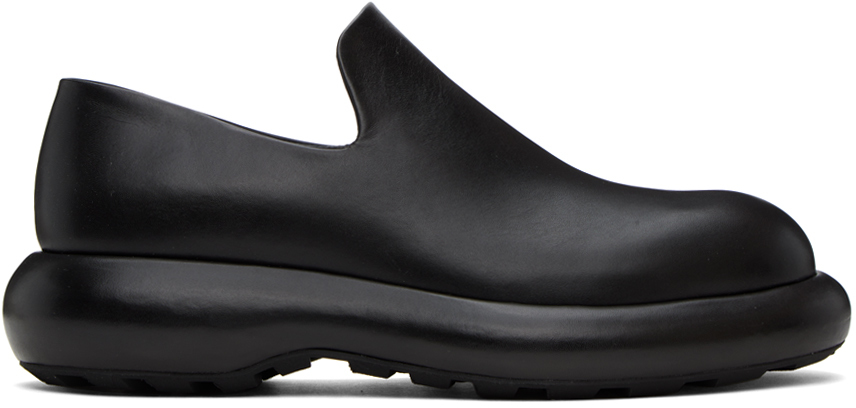 Jil Sander Black Platform Loafers In 001 - Black