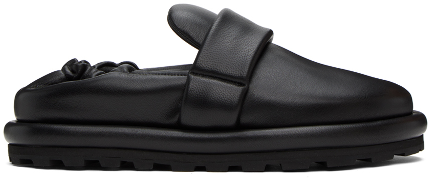 Jil Sander Black Strap Sabot Loafers In 001 - Black