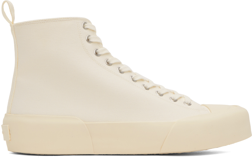 Shop Jil Sander White High-top Sneakers In 102 - Porcelain