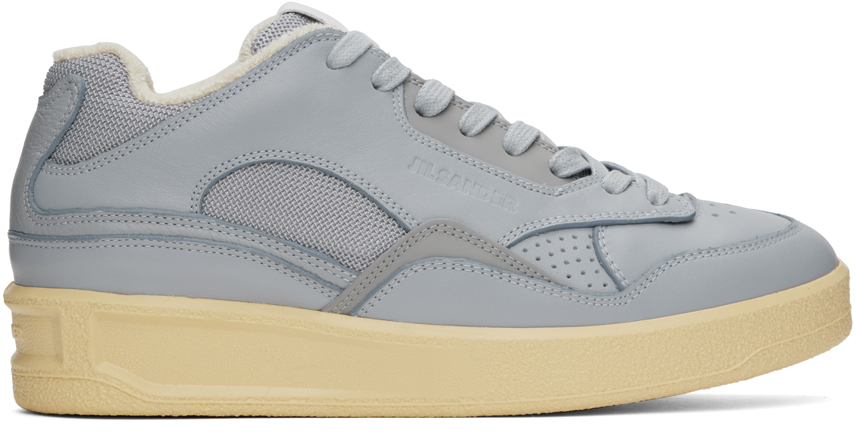 Jil Sander Blue Paneled Sneakers In 056 - Sky Grey