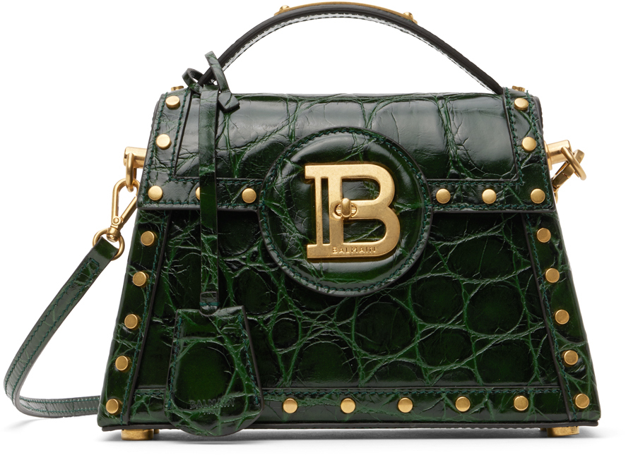 Balmain Green B-buzz Dynasty Bag In 7pa Vert Bouteille