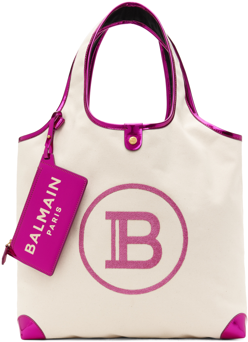 Balmain B Army Large Grocery Canvas Tote Bag In Pink | ModeSens