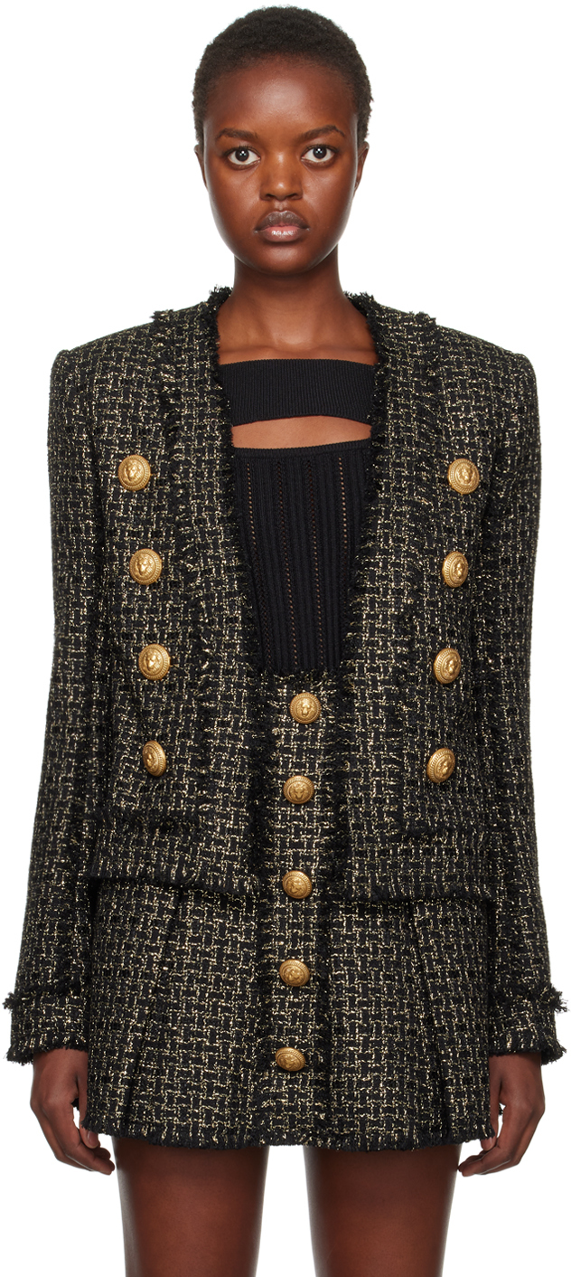 Black Open Jacket by Balmain on Sale