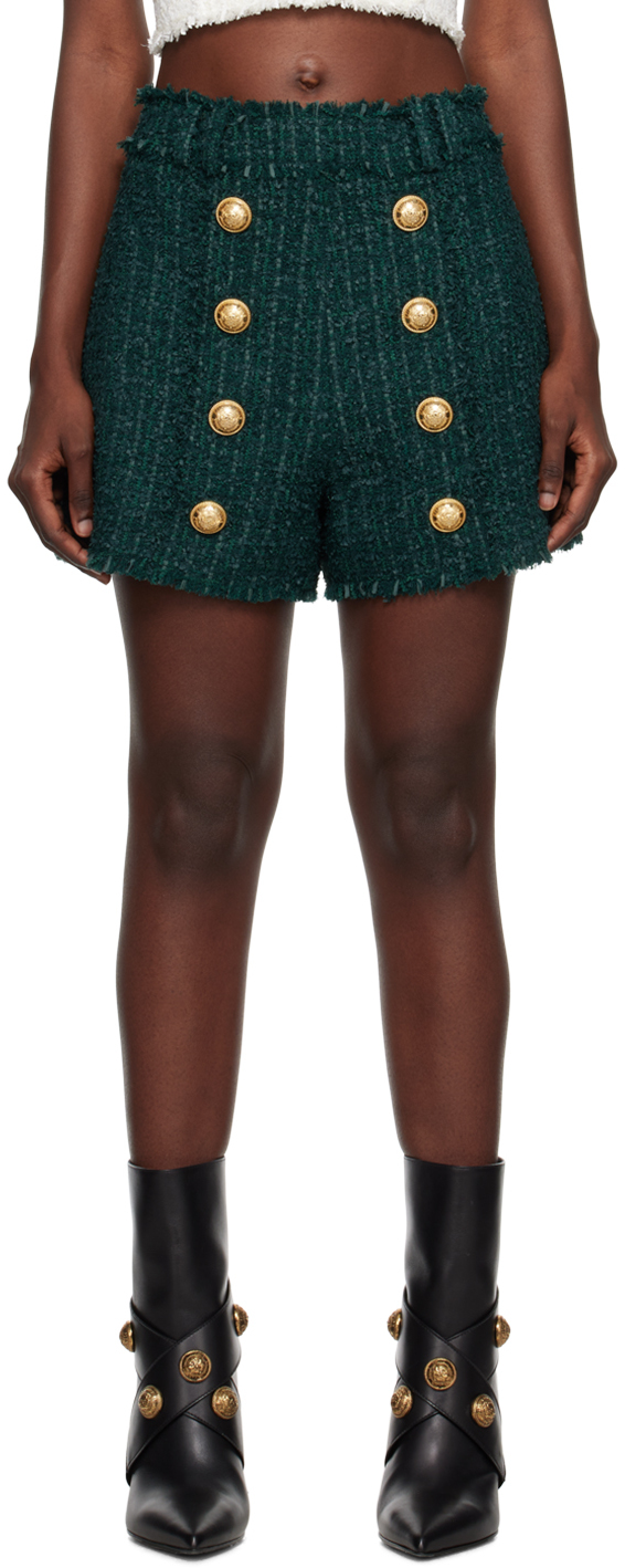 Green Fringed Shorts