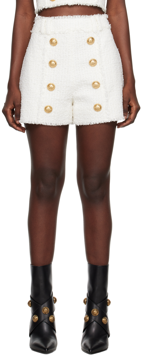 White Fringed Shorts