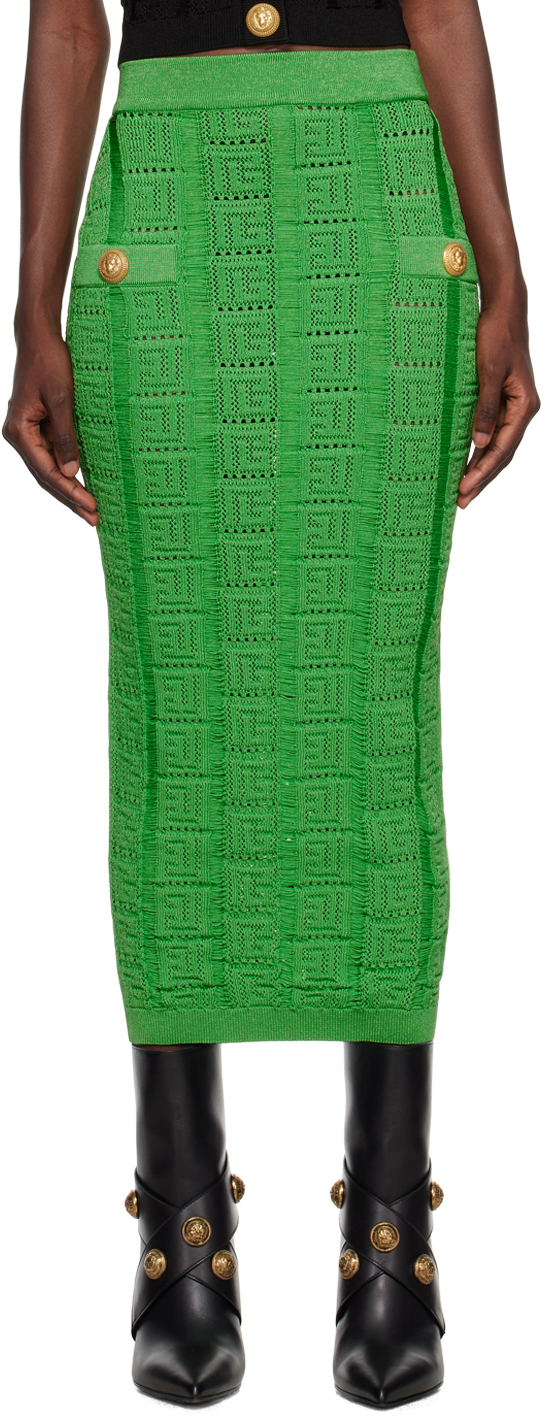 Green Monogram Midi Skirt