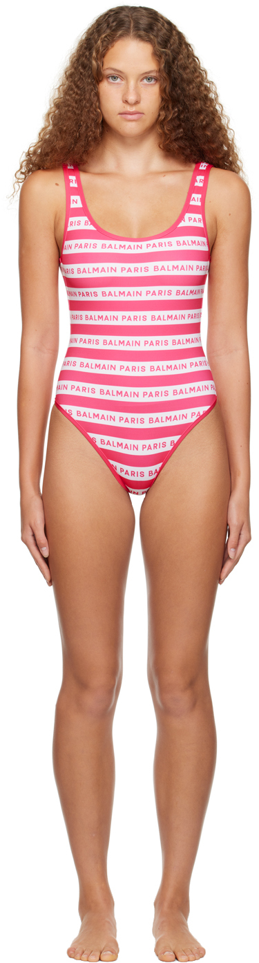 Logo swimsuit in pink - Balmain