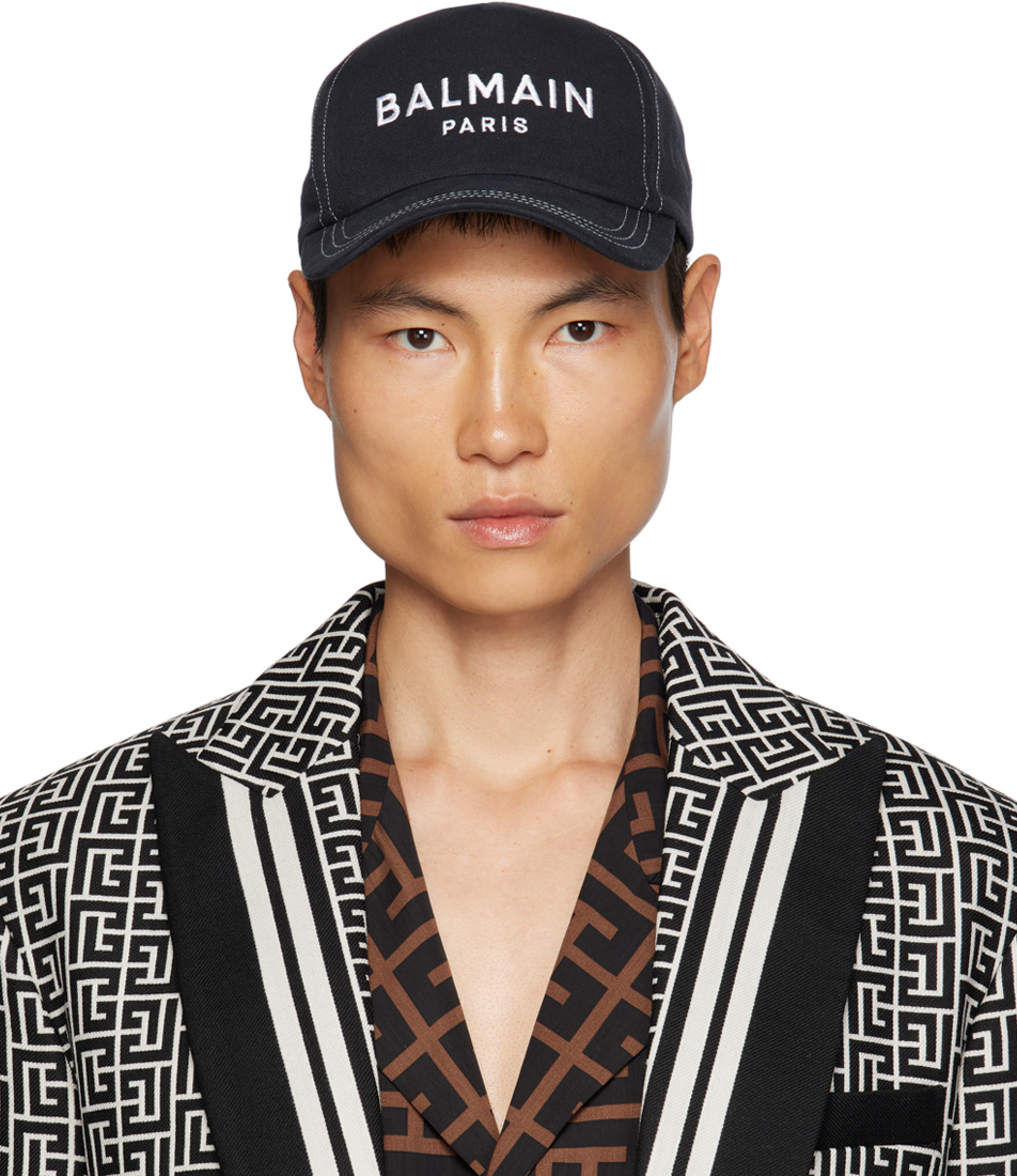 Balmain Baseballkappe Mit Logo-stickerei In Navy
