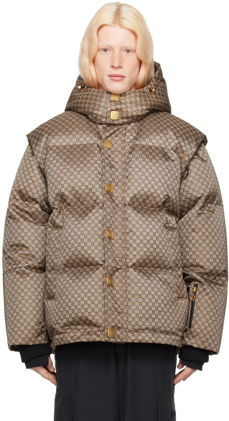 Brown Mini Monogrammed Puffer Jacket