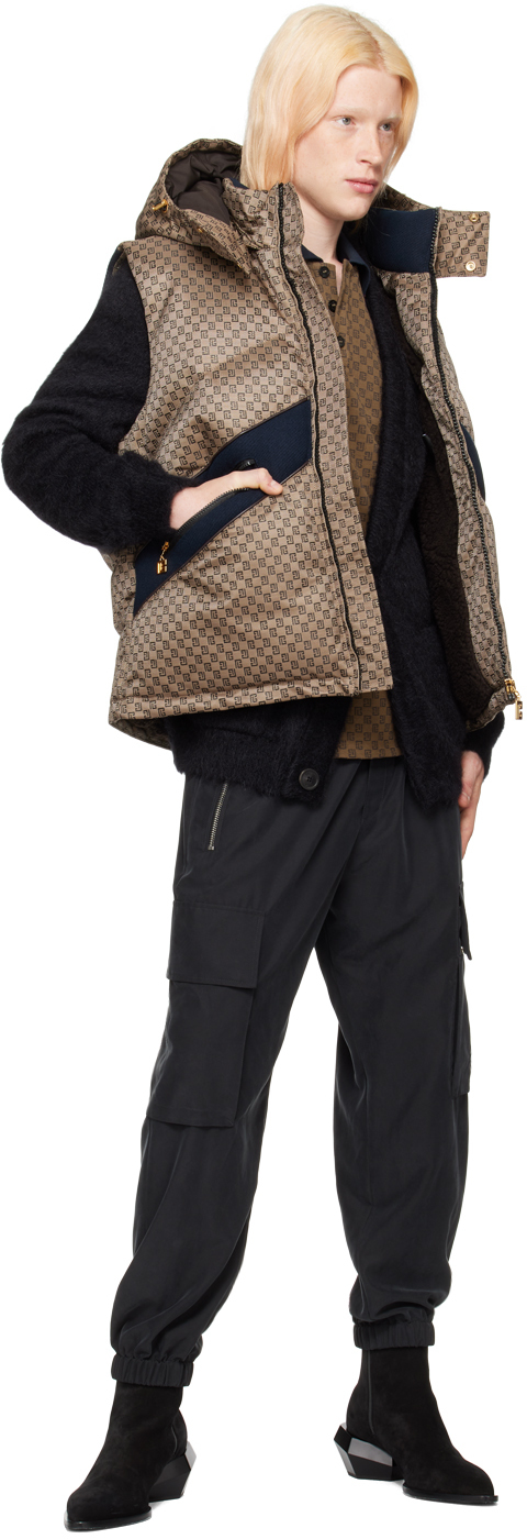 Balmain Men's Logo Print Nylon Puffer Vest In Wet Marronmarron Fon