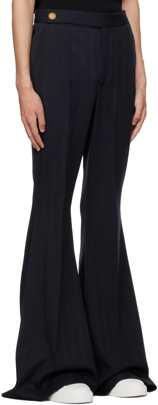 BALMAIN NAVY BUTTONED TROUSERS