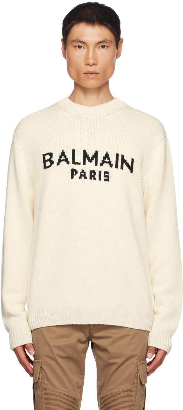 Balmain Off-White Jacquard Sweater