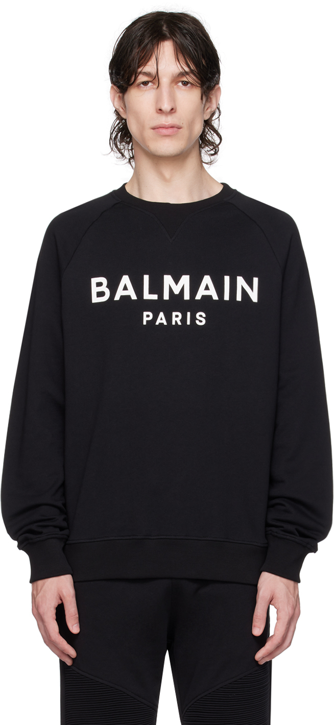 Balmain Printed Sweatshirt In Noir & Blanc