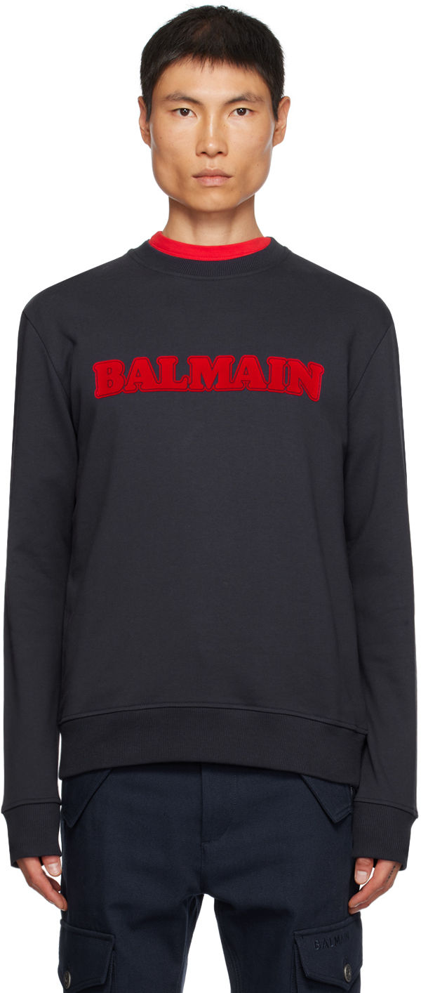 Balmain Retro Monogram Logo Cotton Hoodie In Multicolor