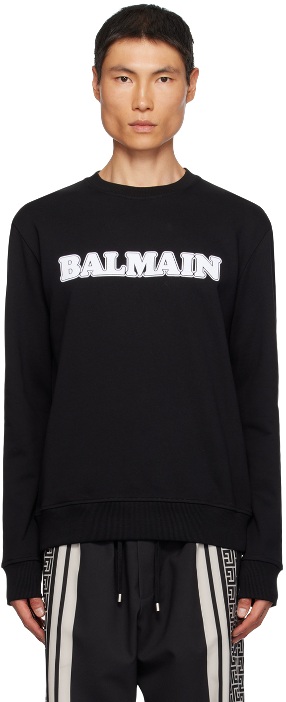 Balmain Flocked Retro  Sweatshirt In Black