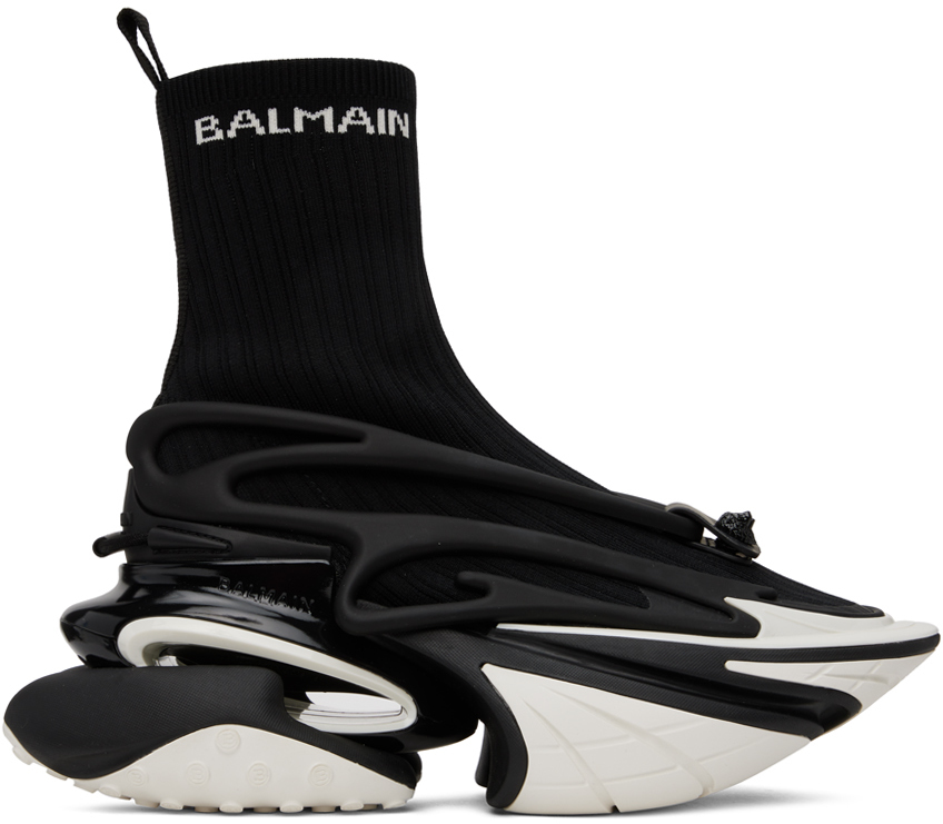Balmain: Black & White Unicorn Sneakers | SSENSE