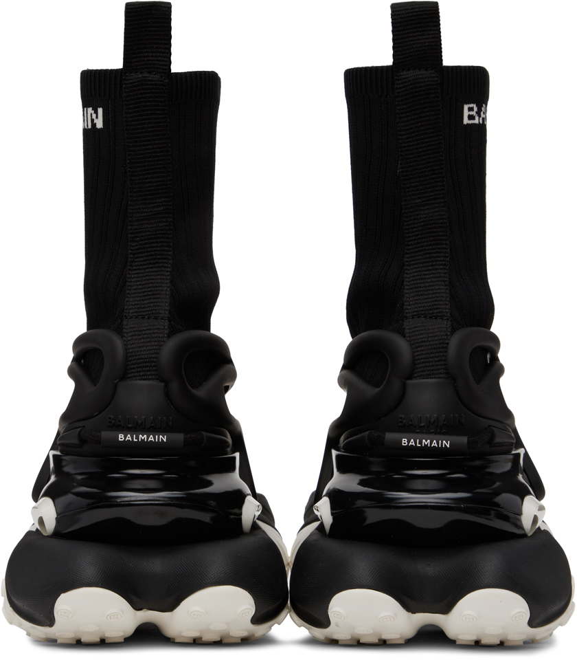 Balmain Unicorn Round Head High Upper Board Shoes In Eab Noir/blanc