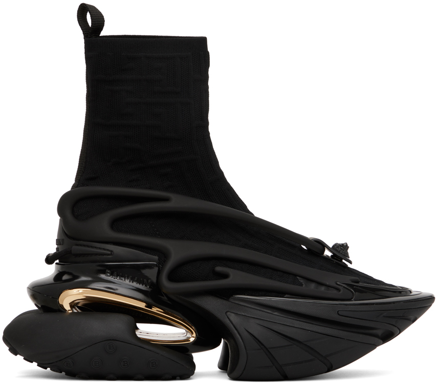 Shop Balmain Black Unicorn Sneakers In Ead Noir/or