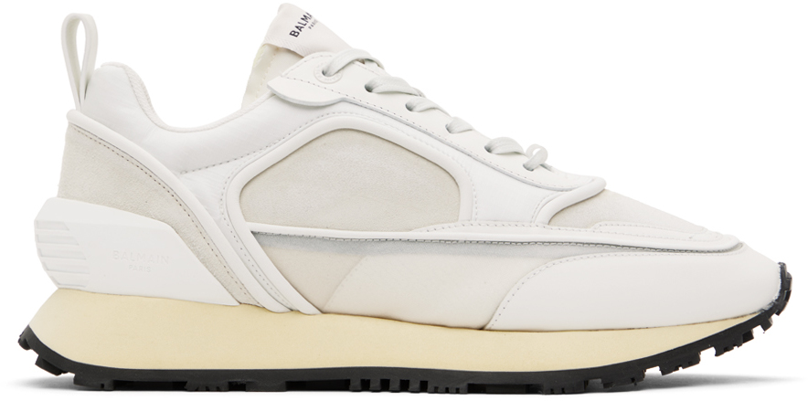Balmain White Racer Sneakers In 0fa Blanc