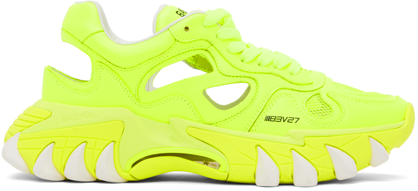 Balmain Yellow B-east Sneakers In 1kb Jaune Fluo