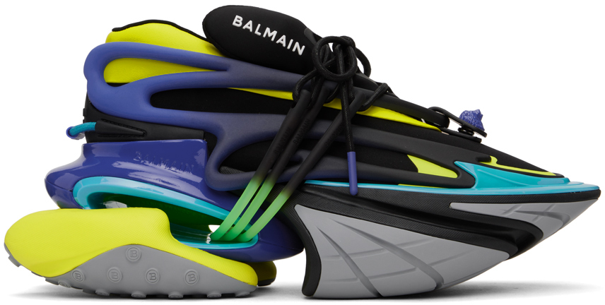 Balmain: Black & Blue Unicorn Sneakers | SSENSE