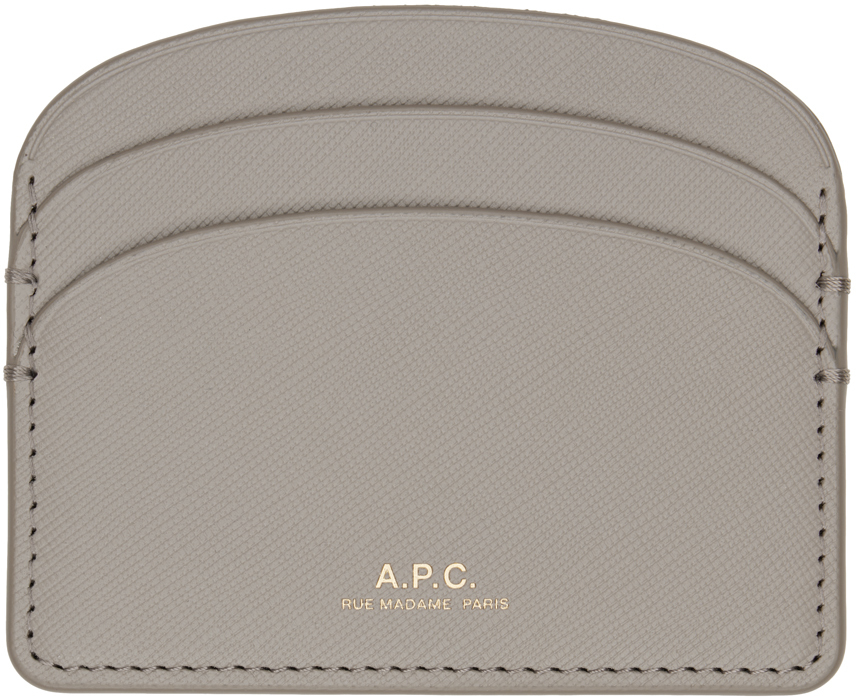 Apc Taupe Demi-lune Card Holder In Lak Pearl Grey