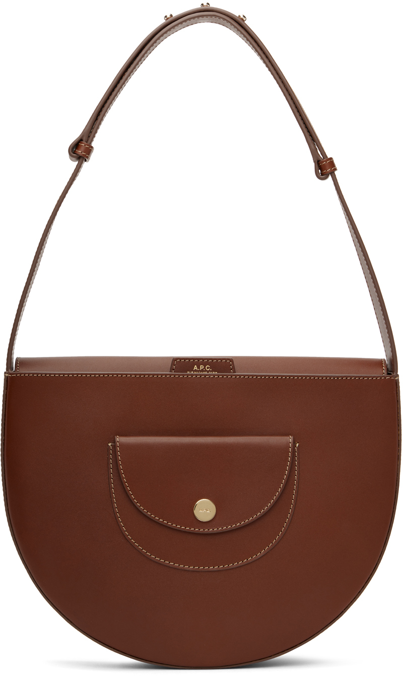 Apc Le Pocket Leather Shoulder Bag In Brown