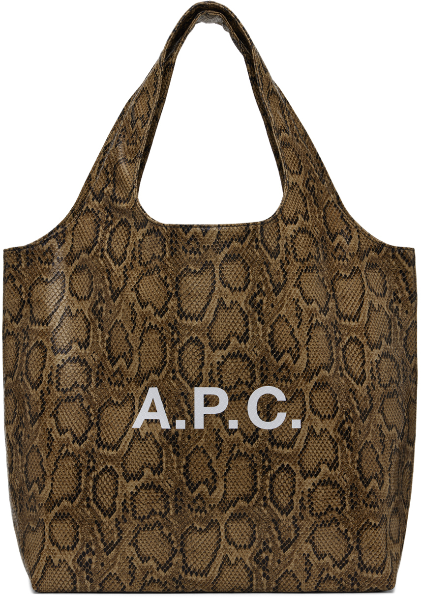 A.P.C. Axel Logo-Print Denim and Leather Tote Bag