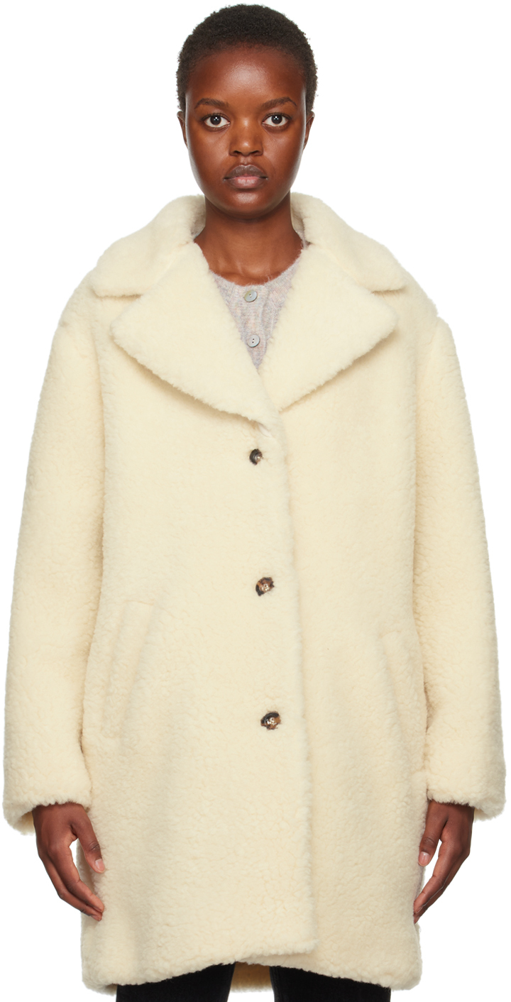 Shop Apc White Nicolette Coat In Aad Ecru