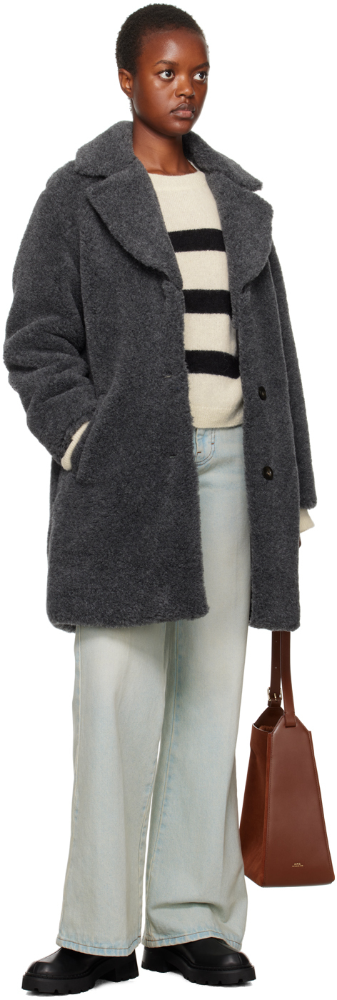 Apc Nicolette Coat In Pla Heather Grey