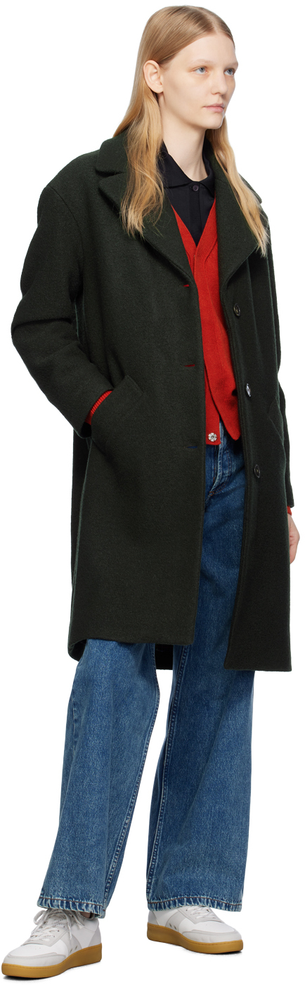 Apc Ninon Coat In Kaf Dark Green