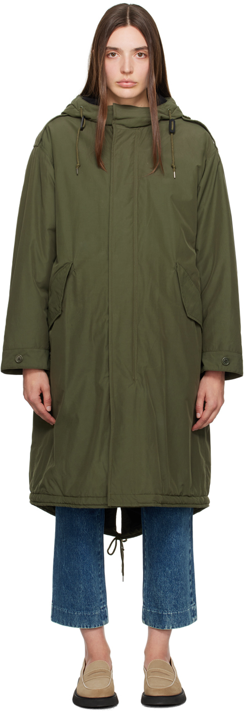 Apc Green Maxine Coat In Jac Military Khaki