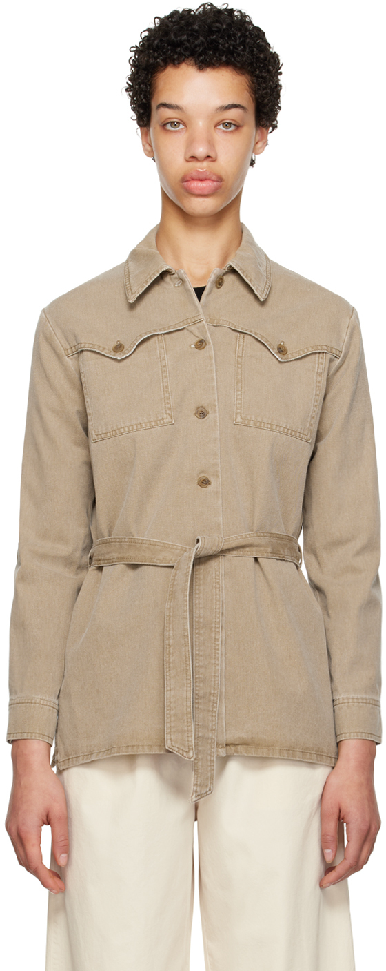 Shop Apc Taupe Joann Jacket In Bae Taupe