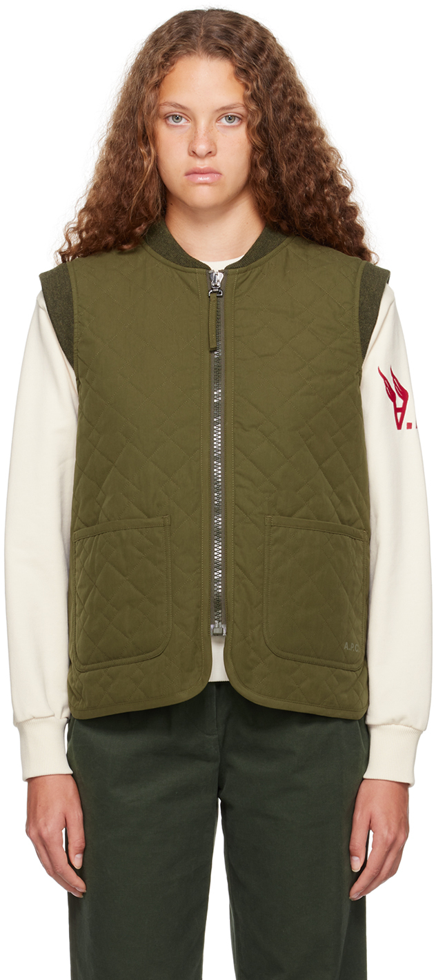 Shop Apc Khaki Emilie Vest In Jac Military Khaki