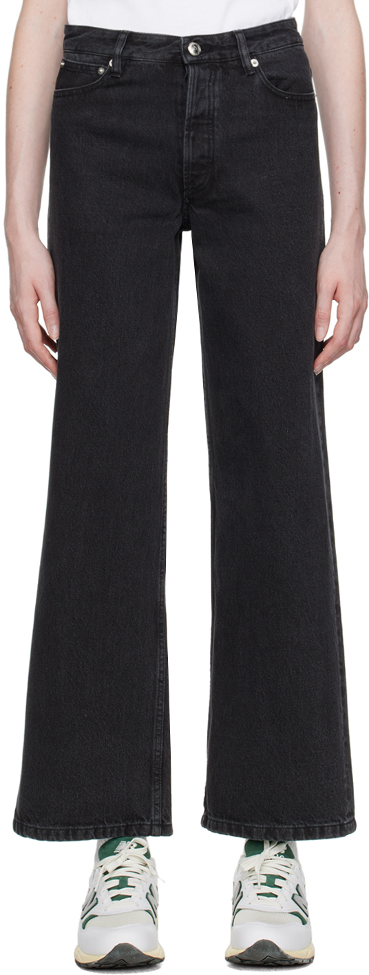 Apc A.p.c. High-waisted Wide-leg Jeans In Black