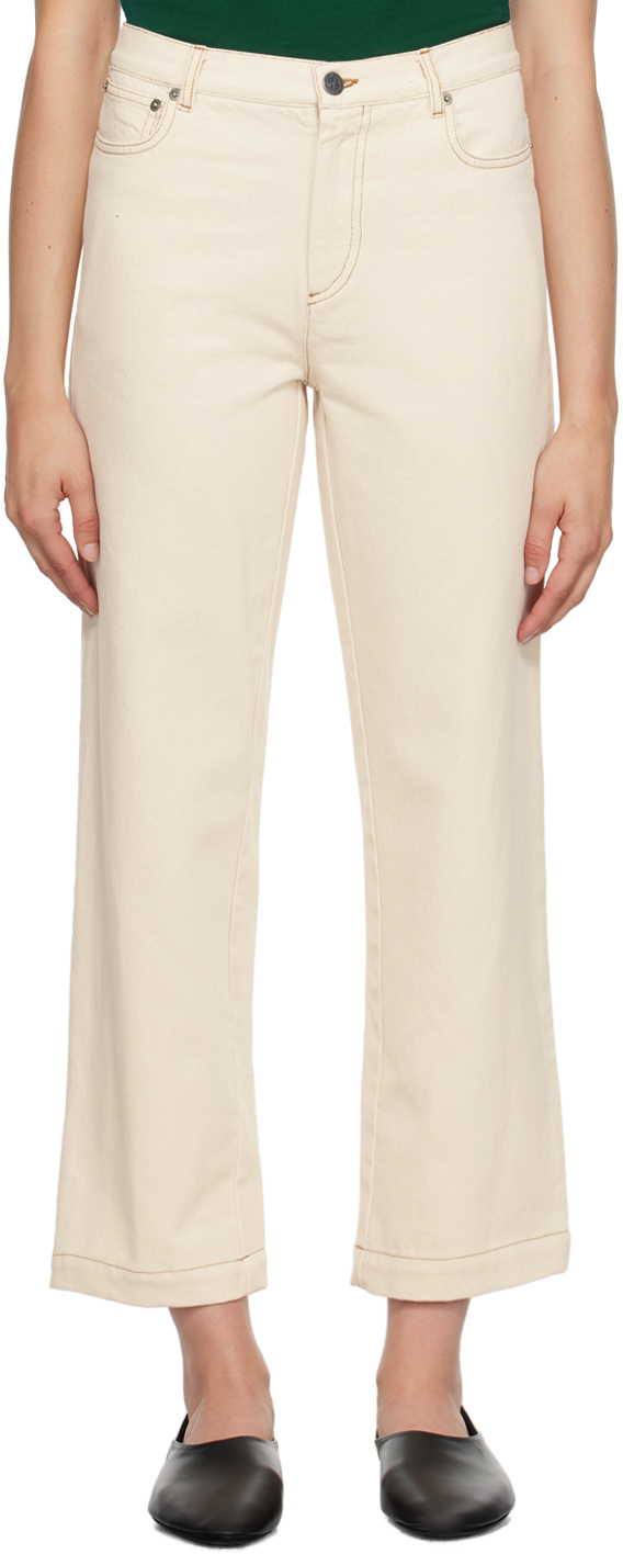 Apc Off-white Cropped Jeans In Aad Ecru