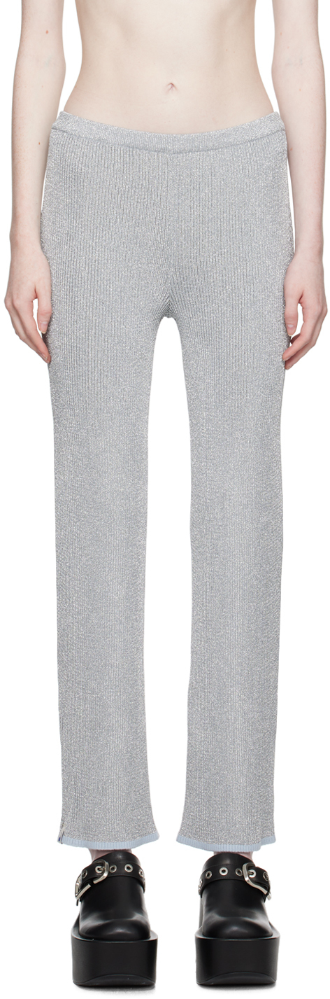 Pushbutton Silver Fitted Lounge Trousers