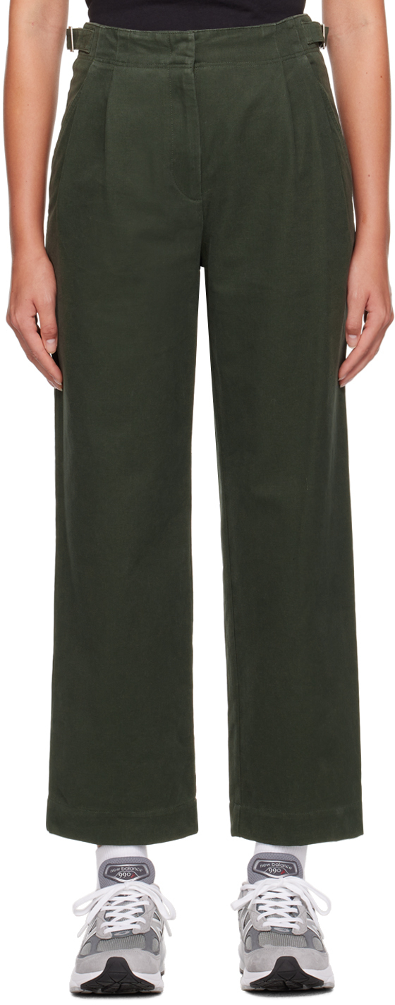 Shop Apc Khaki Jodie Trousers In Kaf Dark Green