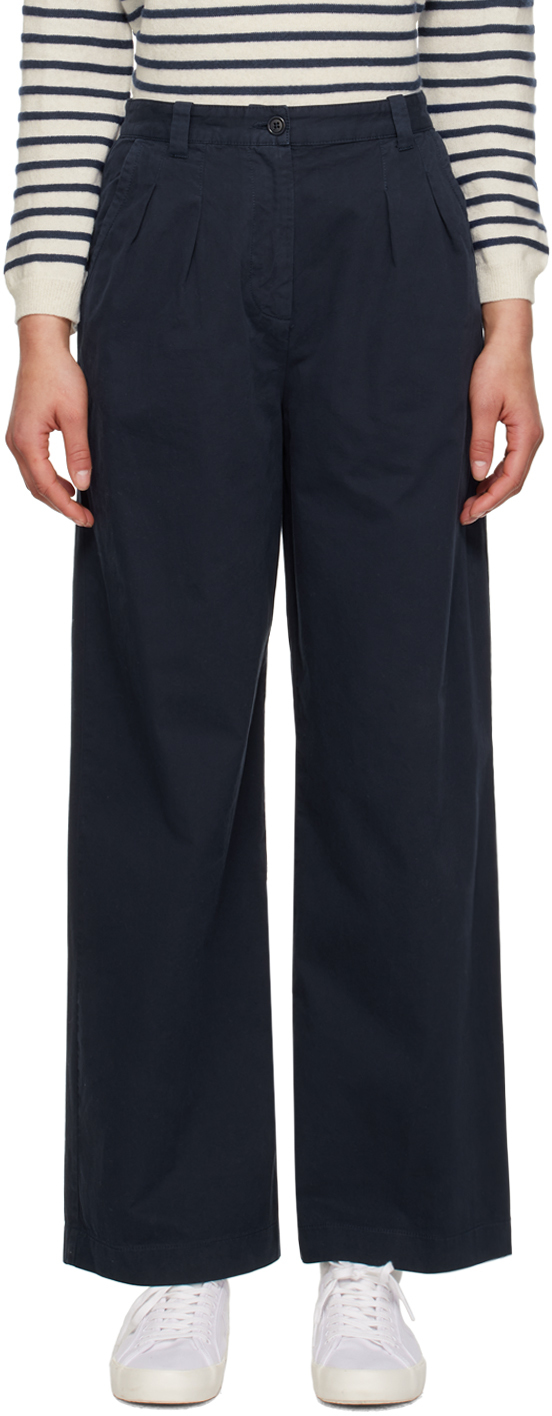 Shop Apc Navy Tressie Trousers In Iak Dark Navy