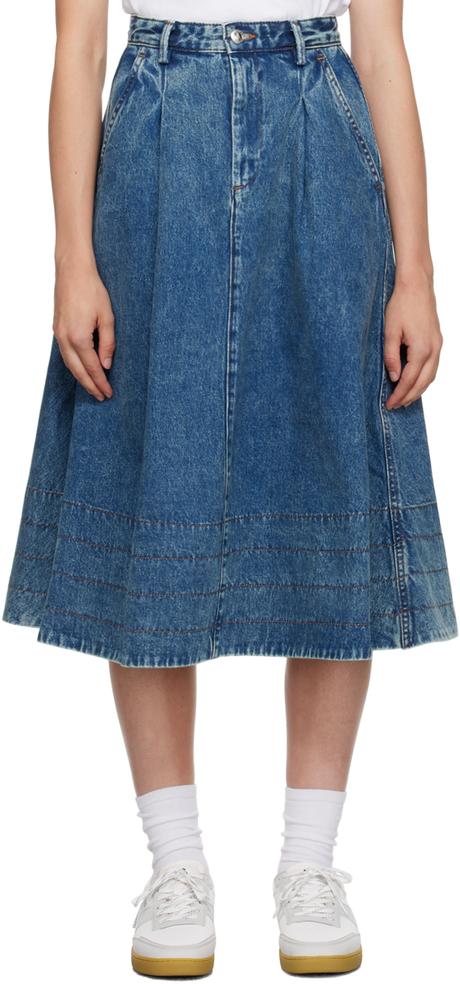 A.P.C. Blue Nora Denim Midi Skirt
