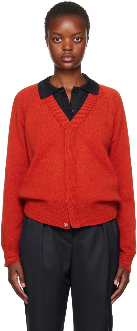 Apc Red Mary Cardigan In Eaf Brick-red