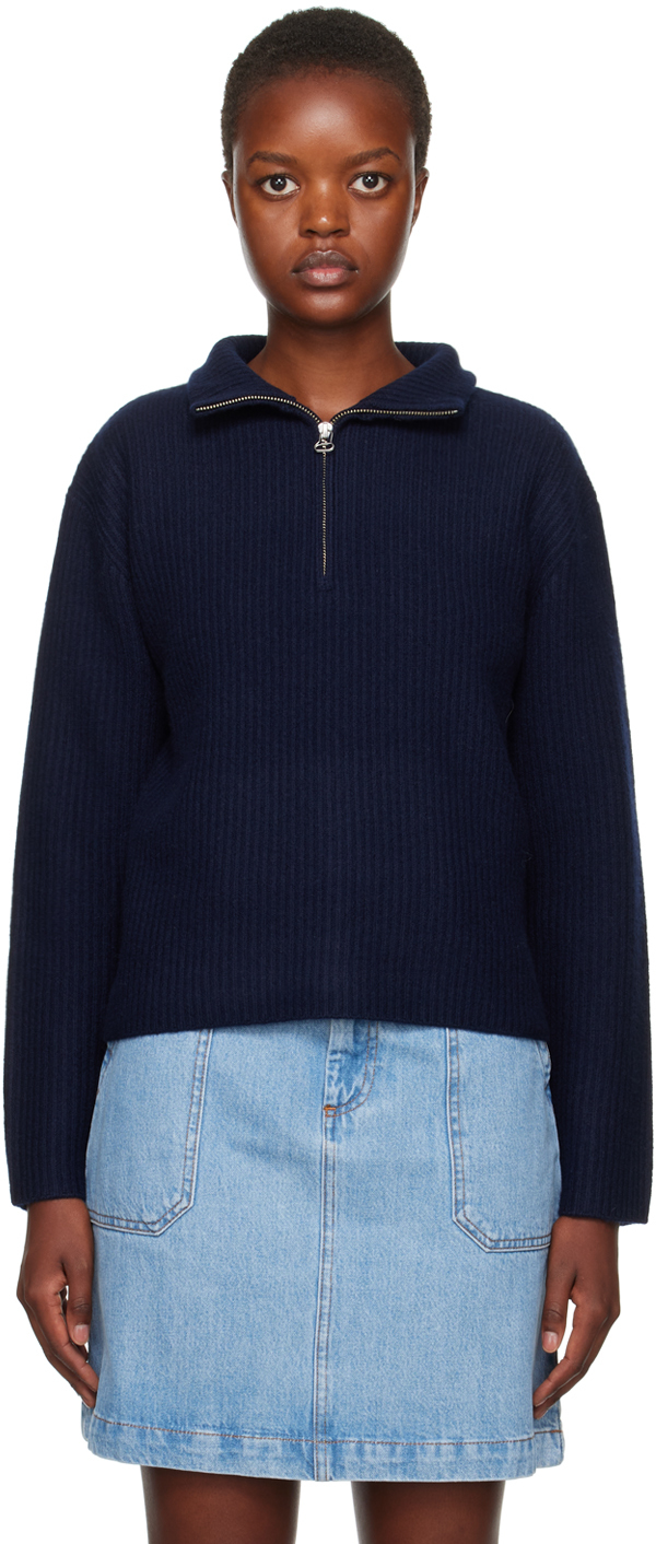 Navy blue outlet half sweater