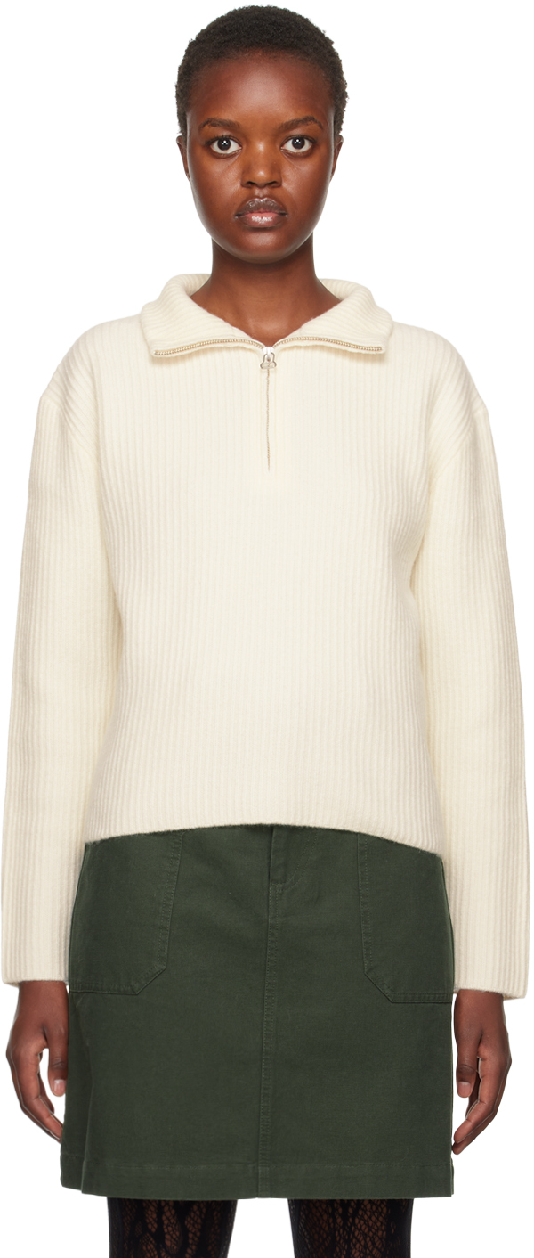 Apc White Ilona Sweater In Aad Ecru